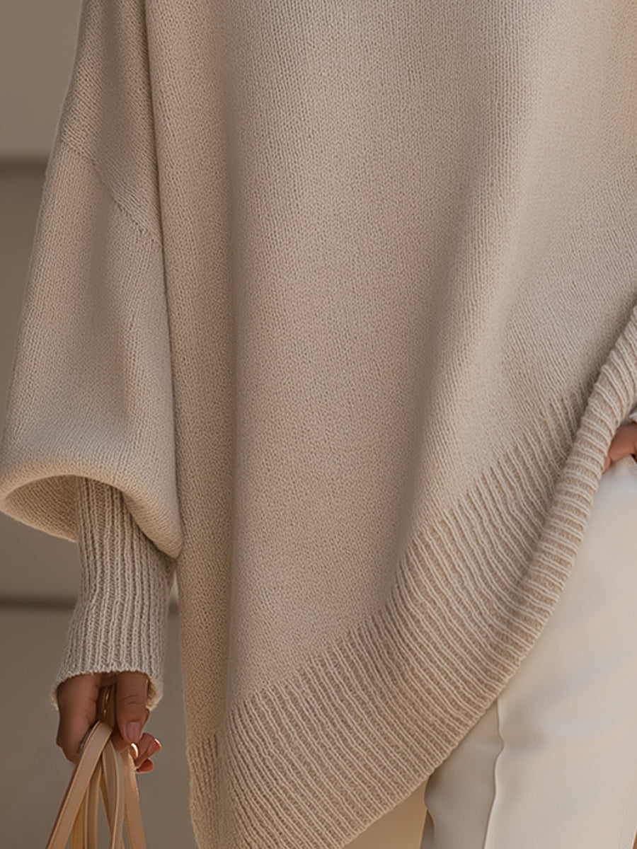 Ximena - Übergroßer Pullover mit weitem Ausschnitt und Drapierung