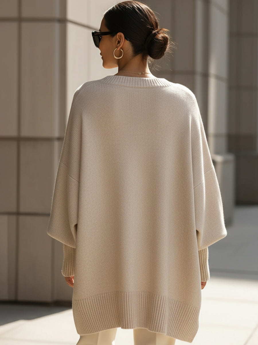 Ximena - Übergroßer Pullover mit weitem Ausschnitt und Drapierung