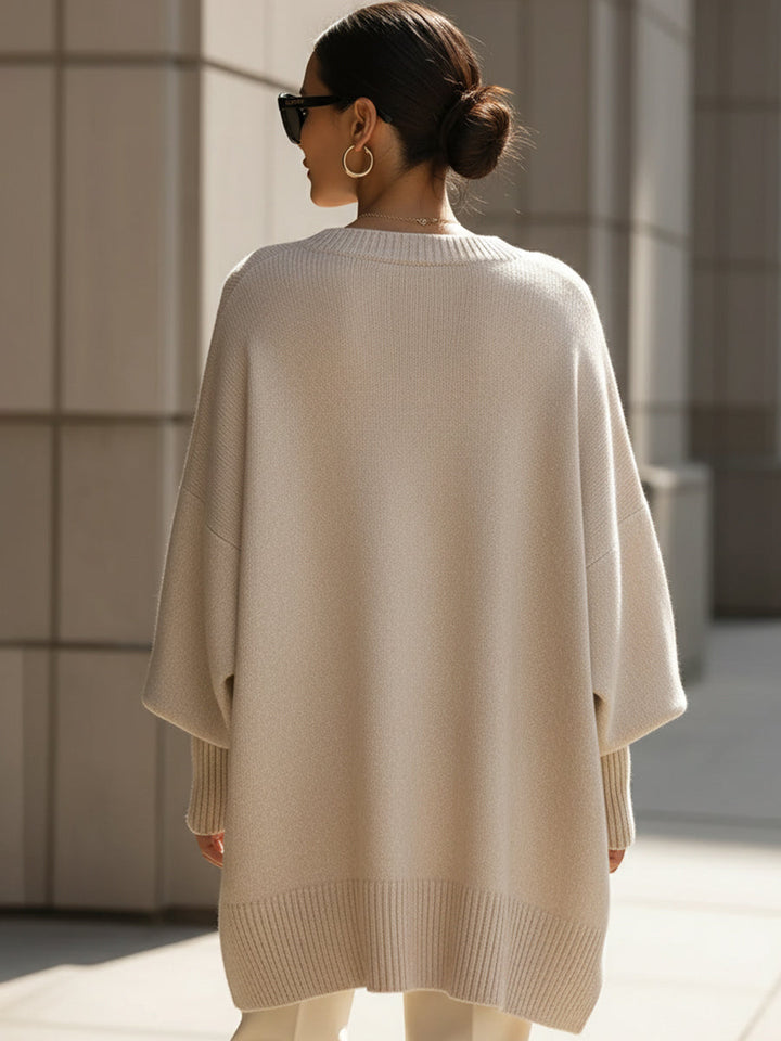 Ximena - Übergroßer Pullover mit weitem Ausschnitt und Drapierung