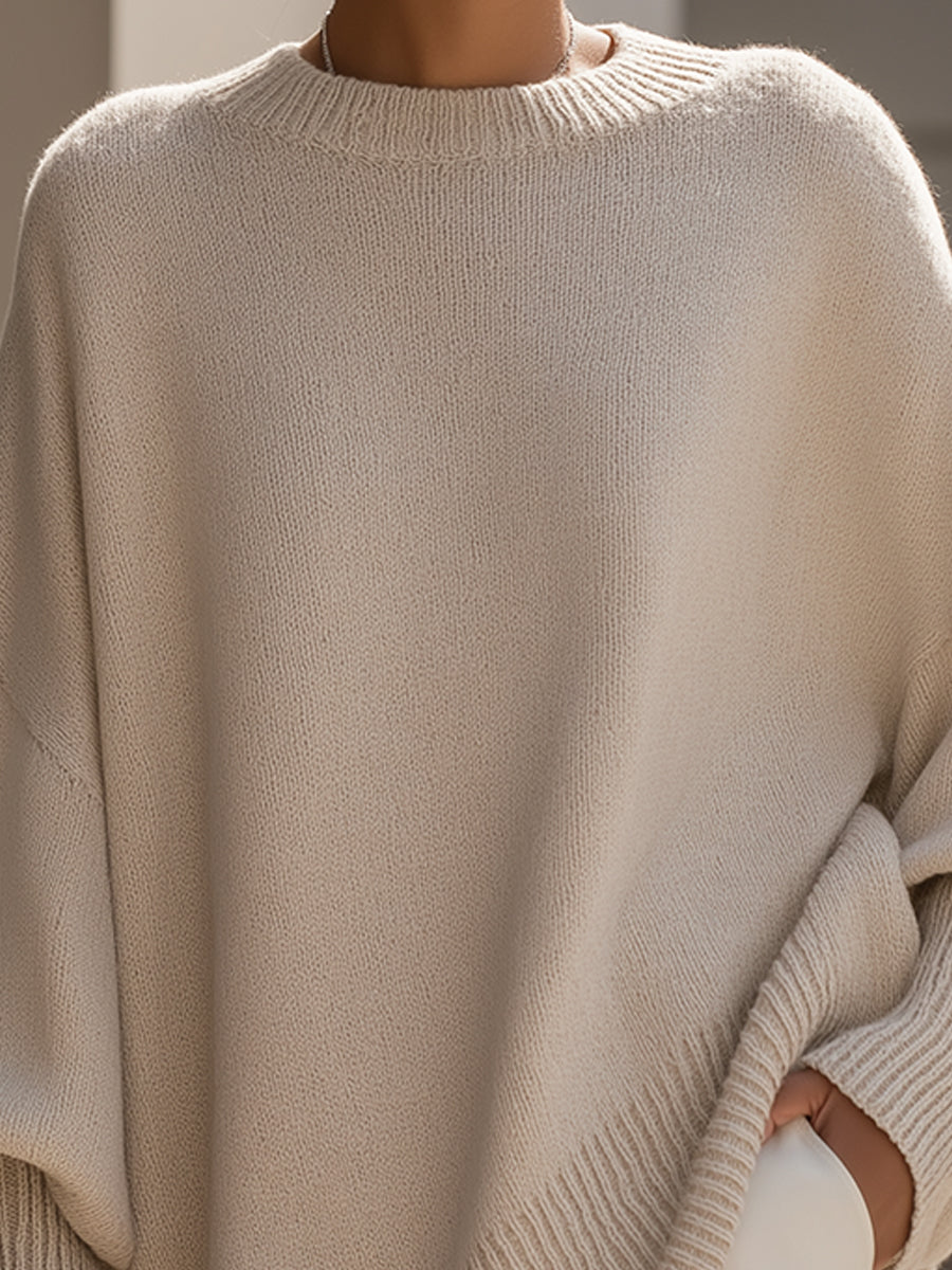 Ximena - Übergroßer Pullover mit weitem Ausschnitt und Drapierung
