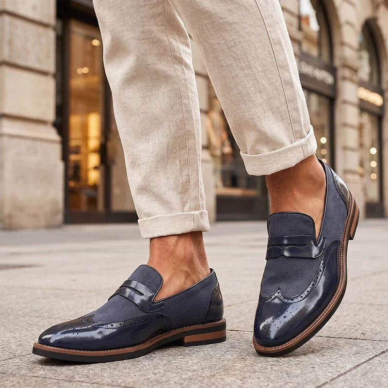 Everett - Geflochtene Loafer aus Leder im Brogue-Stil