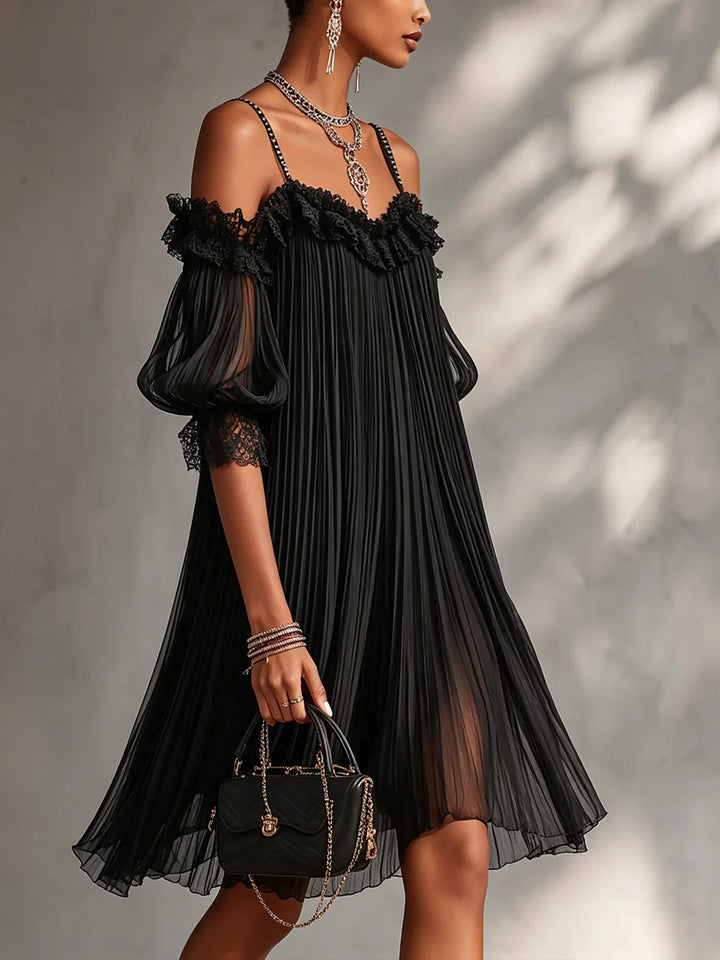 Lesie - Schulterfreies Chiffon-Minikleid