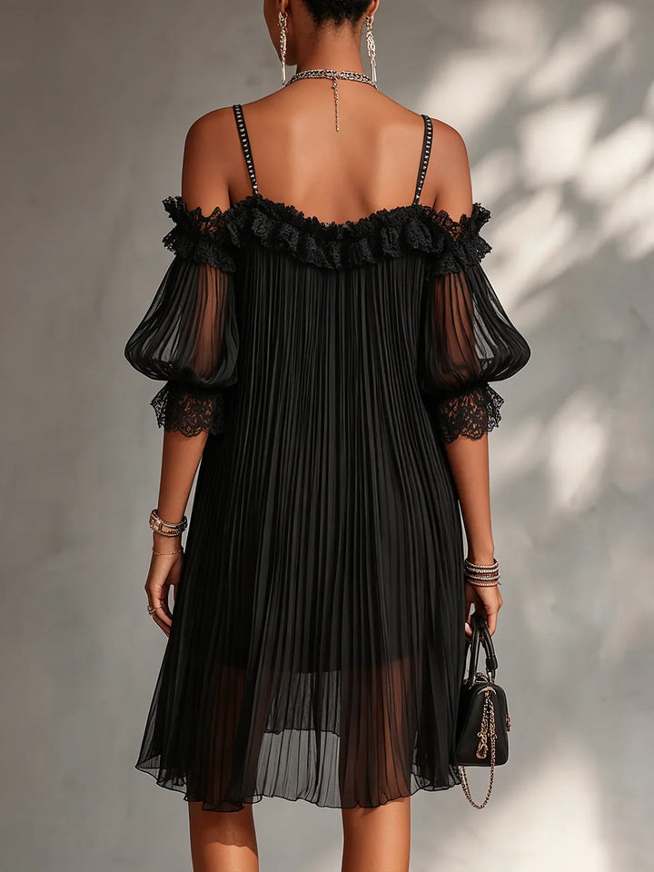 Lesie - Schulterfreies Chiffon-Minikleid