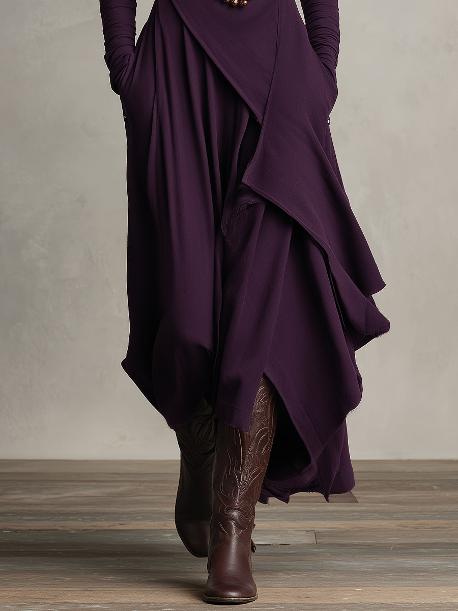 Carrie – Asymmetrisches Strick-Maxikleid mit Rollkragen