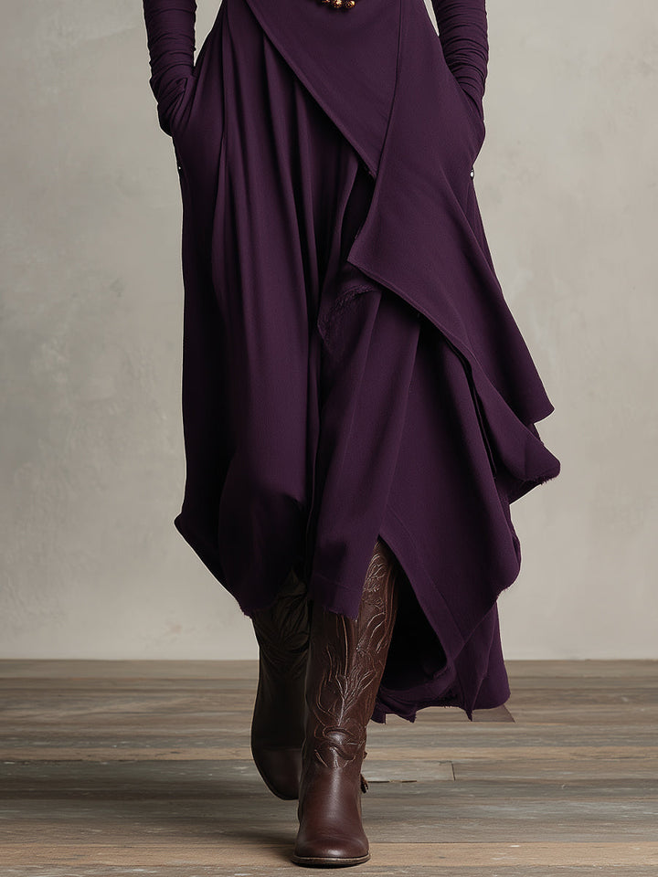 Carrie – Asymmetrisches Strick-Maxikleid mit Rollkragen