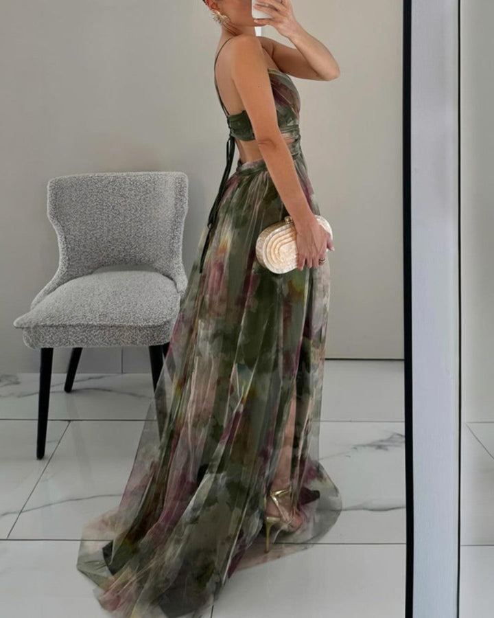 Merida – Maxikleid aus geblümtetem Chiffon