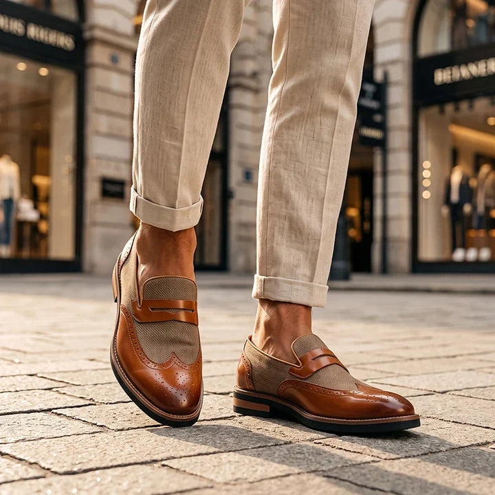 Everett - Geflochtene Loafer aus Leder im Brogue-Stil