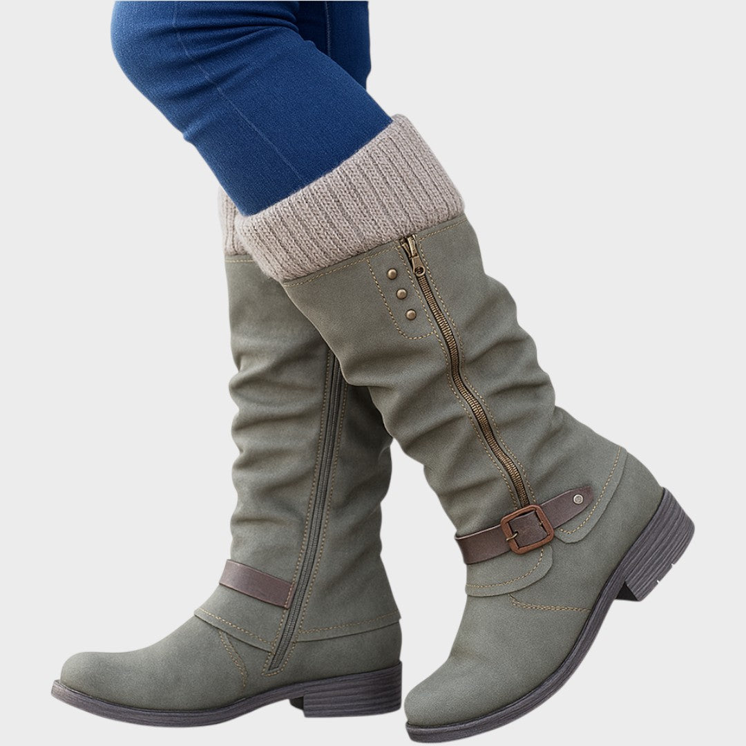 Giana – Gemütliche lange Winterstiefel mit Strickdetails