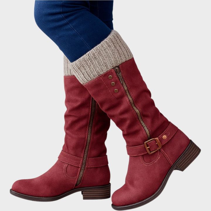 Giana – Gemütliche lange Winterstiefel mit Strickdetails