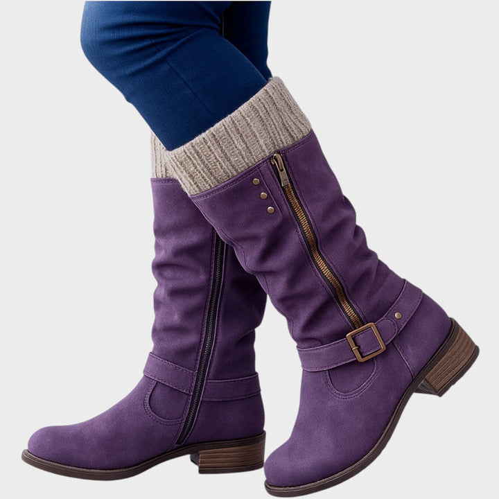 Giana – Gemütliche lange Winterstiefel mit Strickdetails