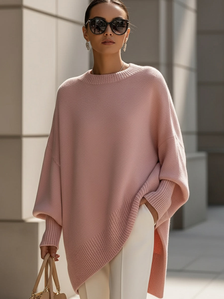 Ximena - Übergroßer Pullover mit weitem Ausschnitt und Drapierung