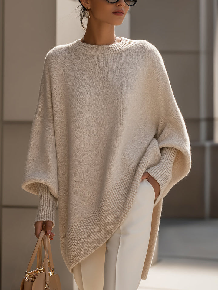 Ximena - Übergroßer Pullover mit weitem Ausschnitt und Drapierung