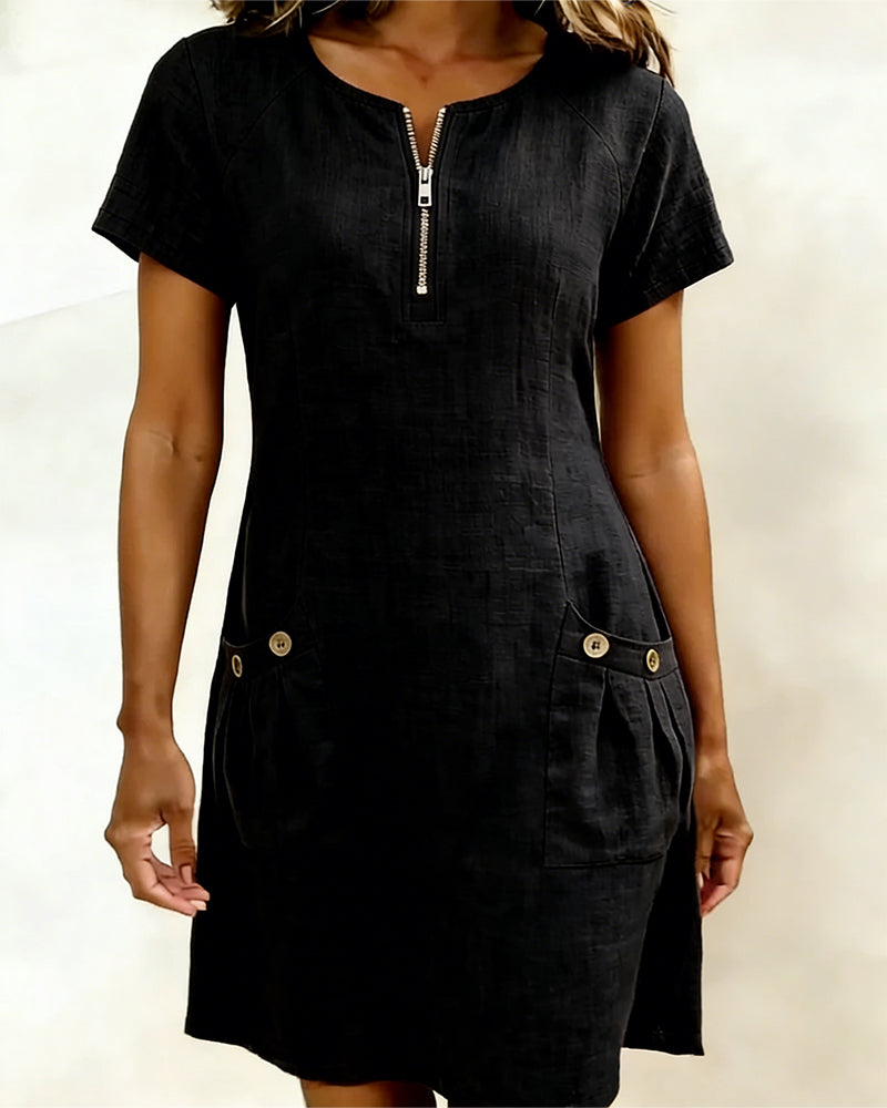 Vania - Baumwollkleid mit Reißverschlusstasche