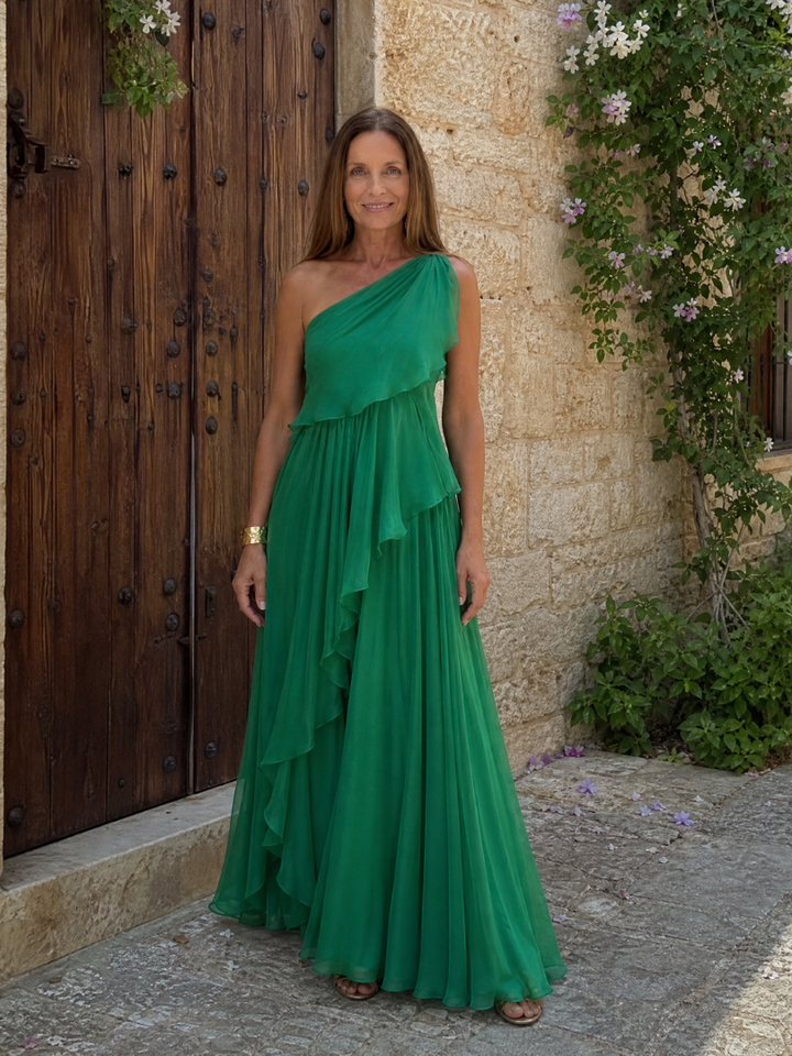 Mikha – Maxikleid mit einseitigem Rüschenbesatz