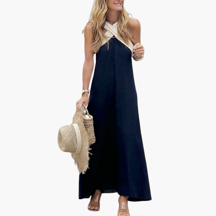 Eliza | Maxikleid mit Neckholder-Ausschnitt und Wickeloptik