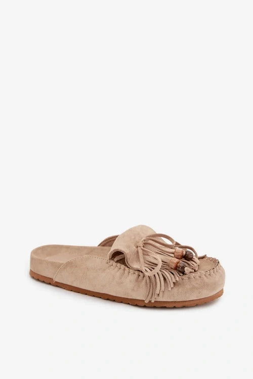 Hilda – Slipper aus Veloursleder mit Fransen