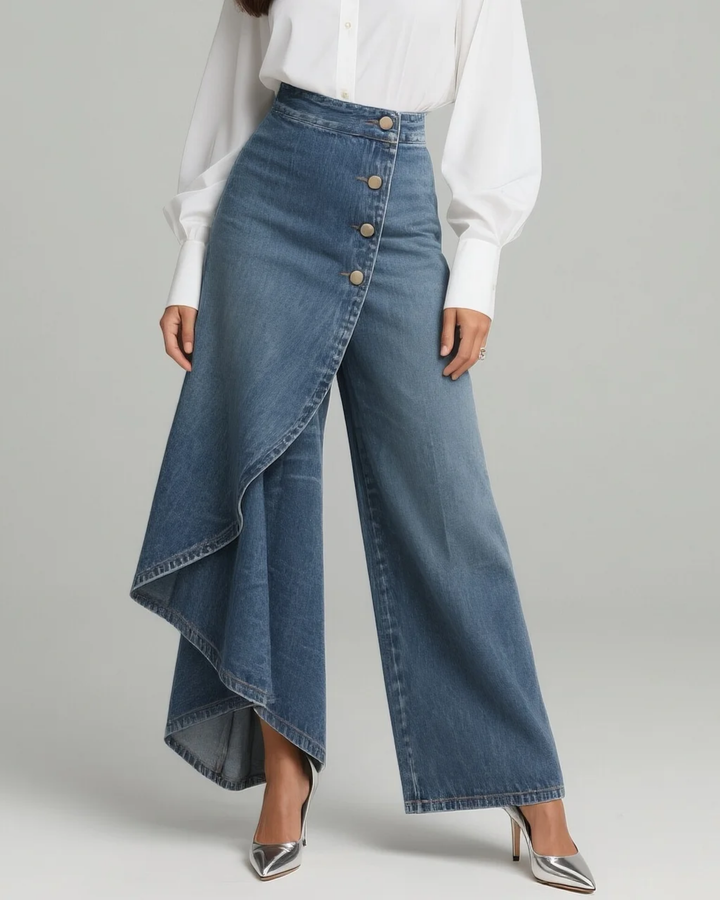 Vivienne – Schmale Stretch-Jeans in Wickeloptik