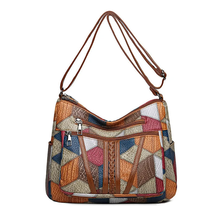 Carly – Handtasche aus veganem Leder im geometrischen Patchwork-Design