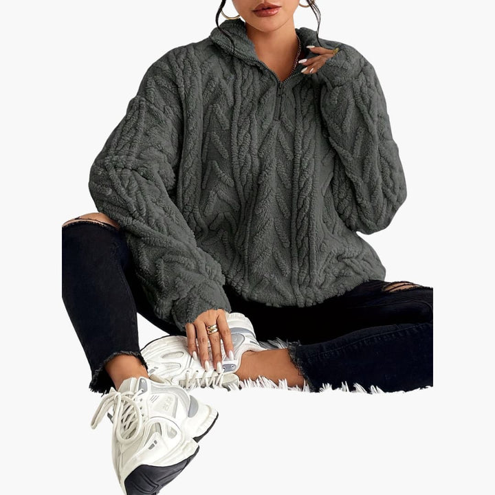 Evelyn | Luxe Fleece-Sweatshirt mit Zopfmuster