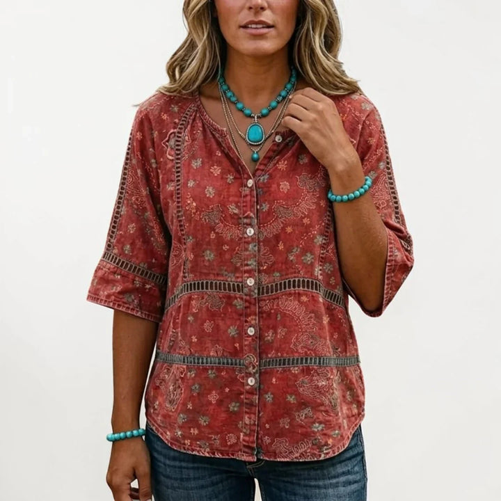Fellie – Vintage-Bluse mit Ethno-Print