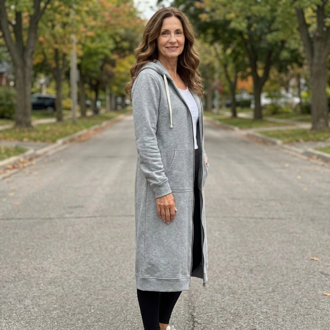 Madelyn - Entspannte, lange Zip-Strickjacke
