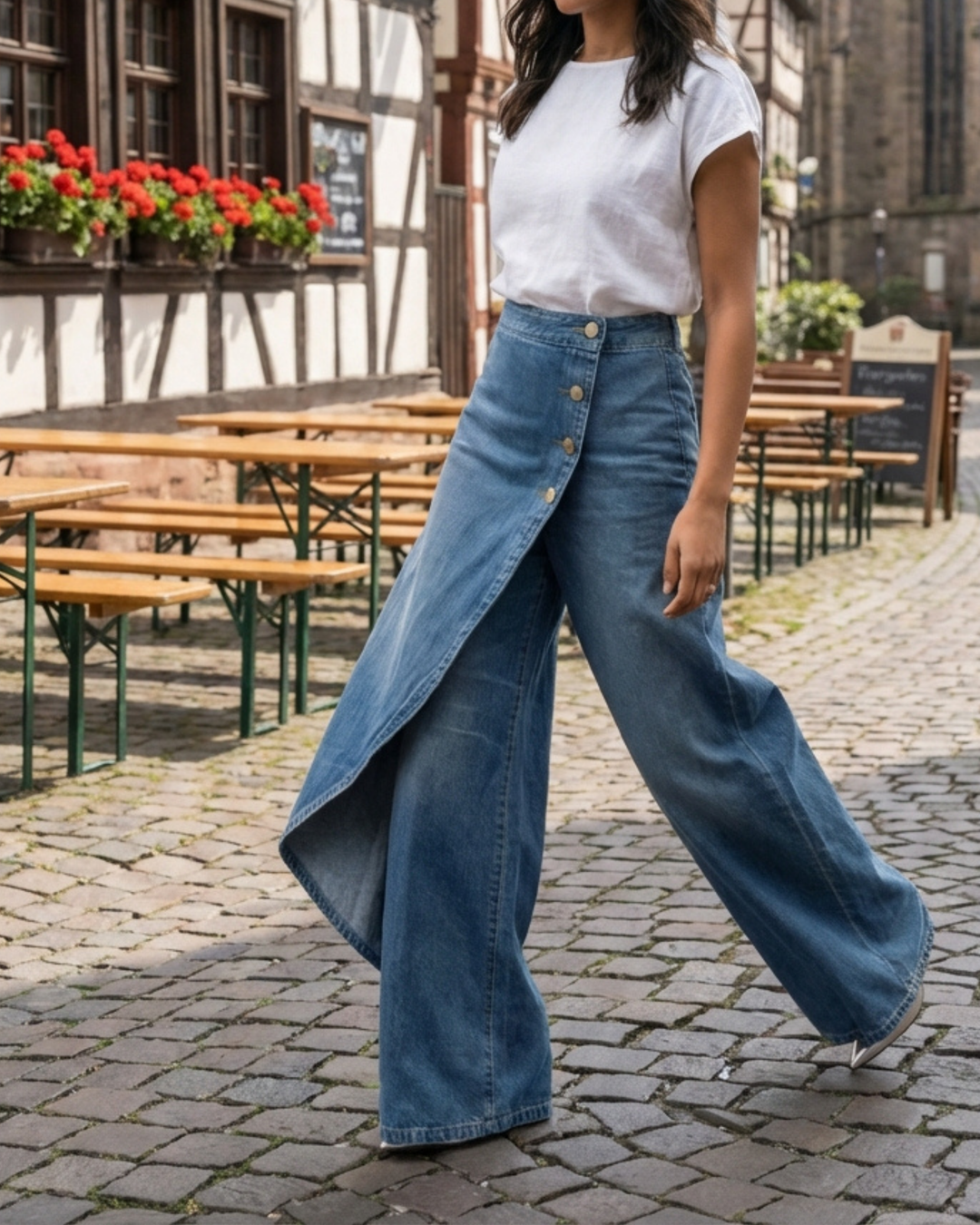 Vivienne – Schmale Stretch-Jeans in Wickeloptik