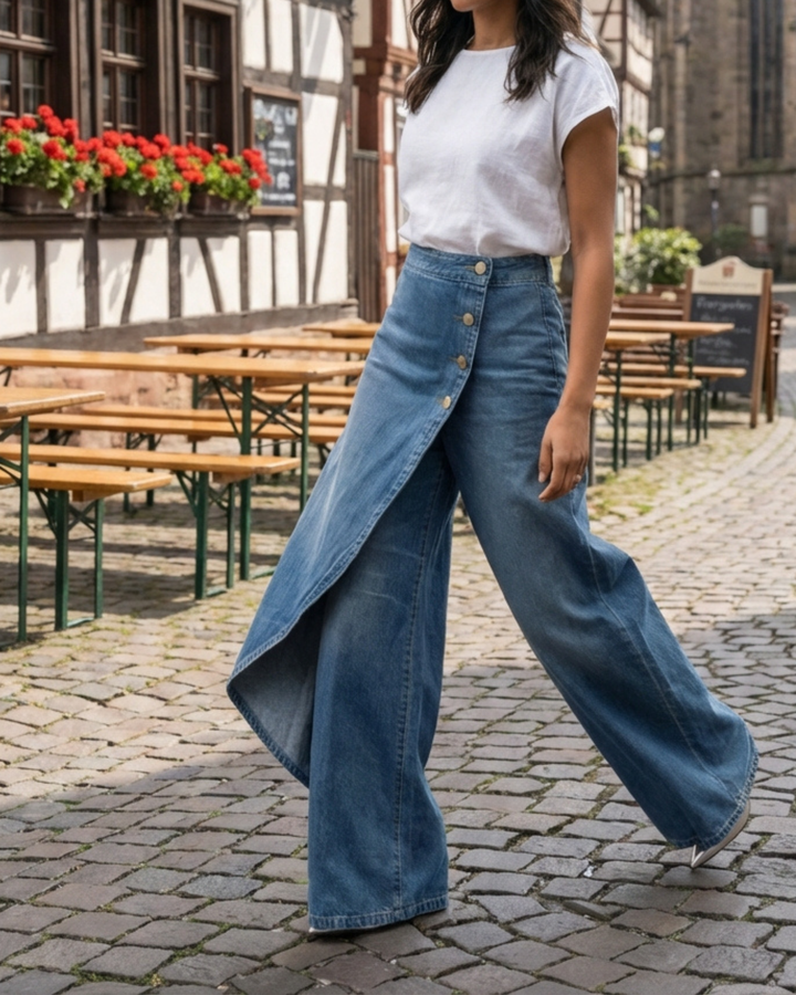 Vivienne – Schmale Stretch-Jeans in Wickeloptik