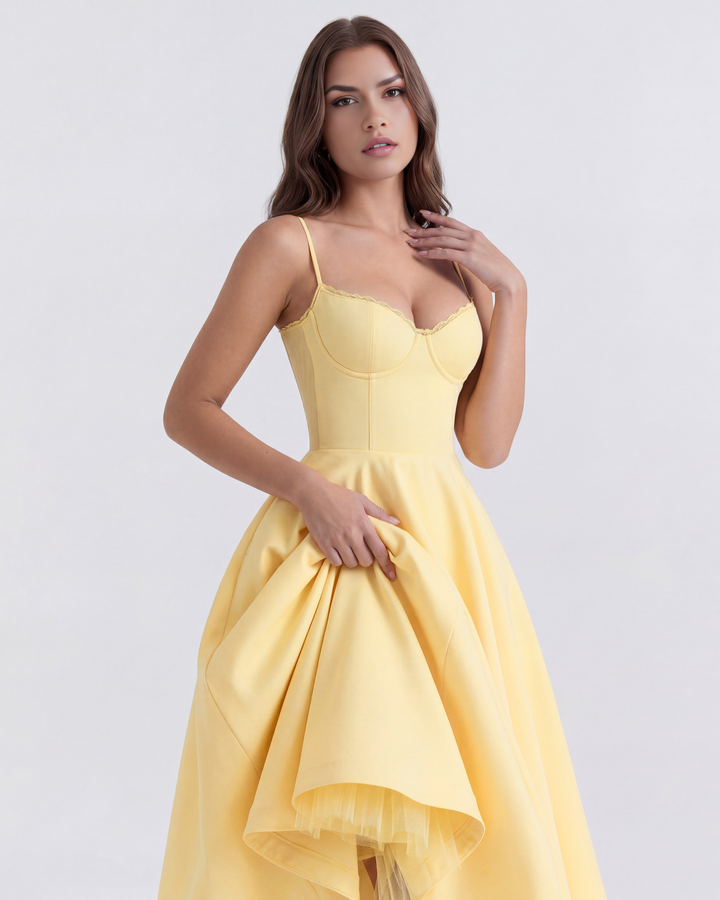 Celene – Midi-Kleid aus Satin mit Tüllrock