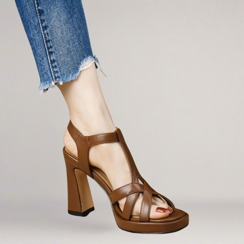 Yvette – Handgefertigte Sandalette aus Öko-Leder mit hohem Absatz