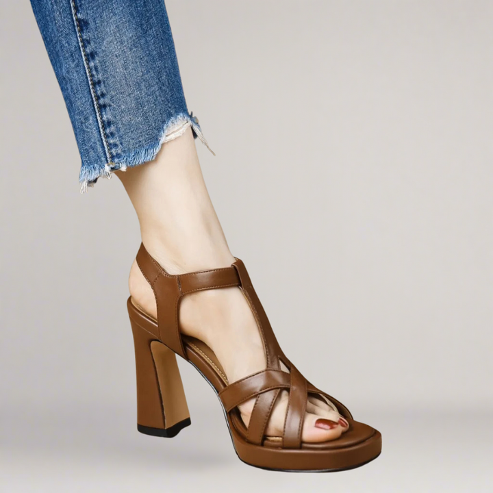 Yvette – Handgefertigte Sandalette aus Öko-Leder mit hohem Absatz