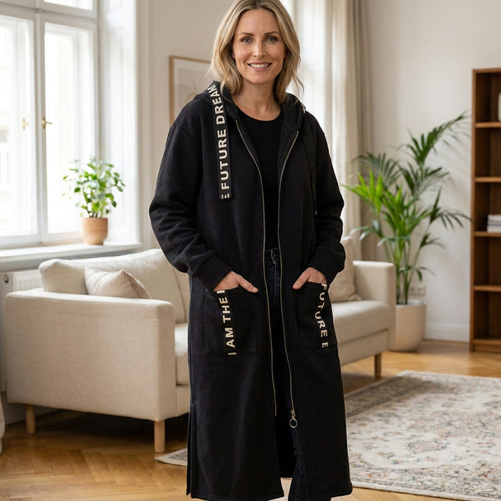 Amanda – Langer Kapuzen-Sweatmantel