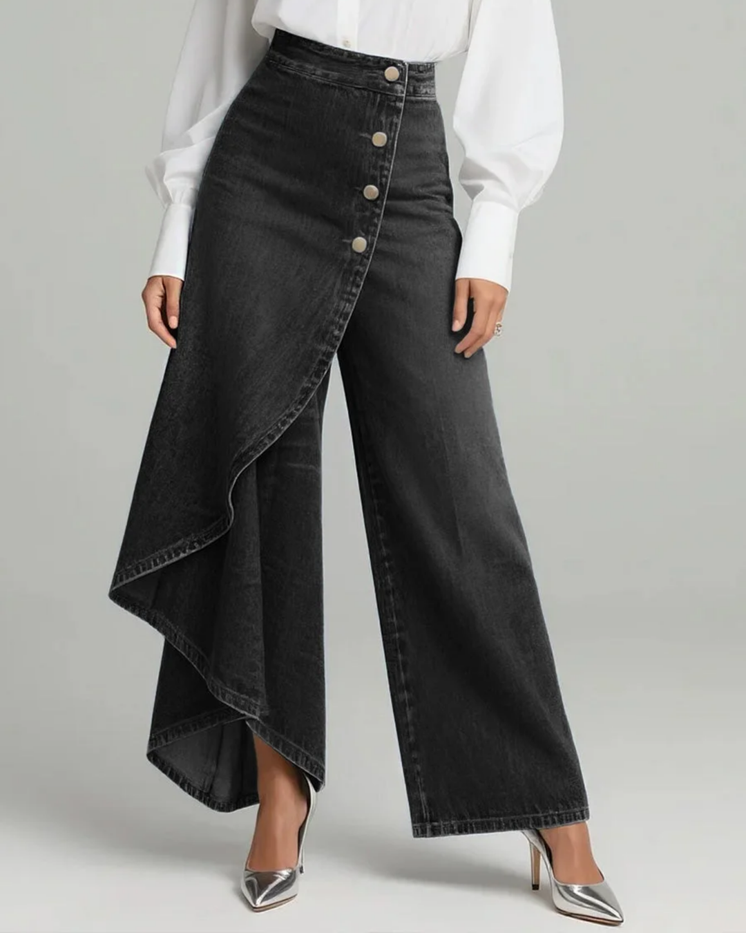 Vivienne – Schmale Stretch-Jeans in Wickeloptik