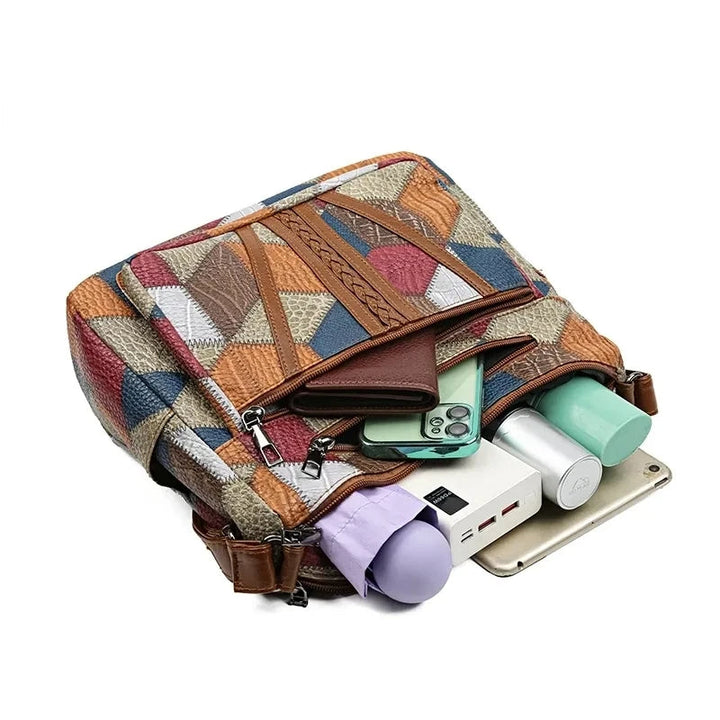 Carly – Handtasche aus veganem Leder im geometrischen Patchwork-Design