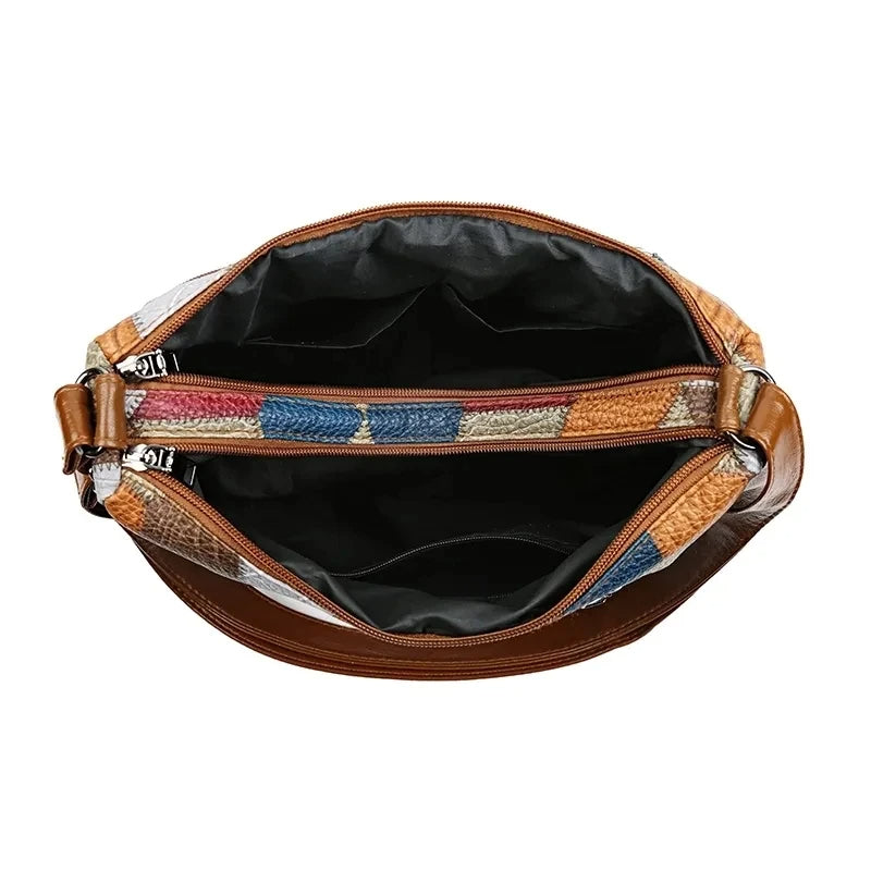 Carly – Handtasche aus veganem Leder im geometrischen Patchwork-Design