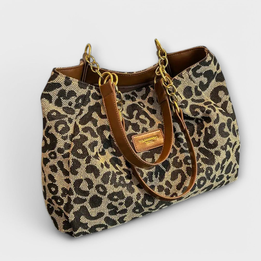 Via - Canvas-Einkaufstasche mit Leopardenmuster