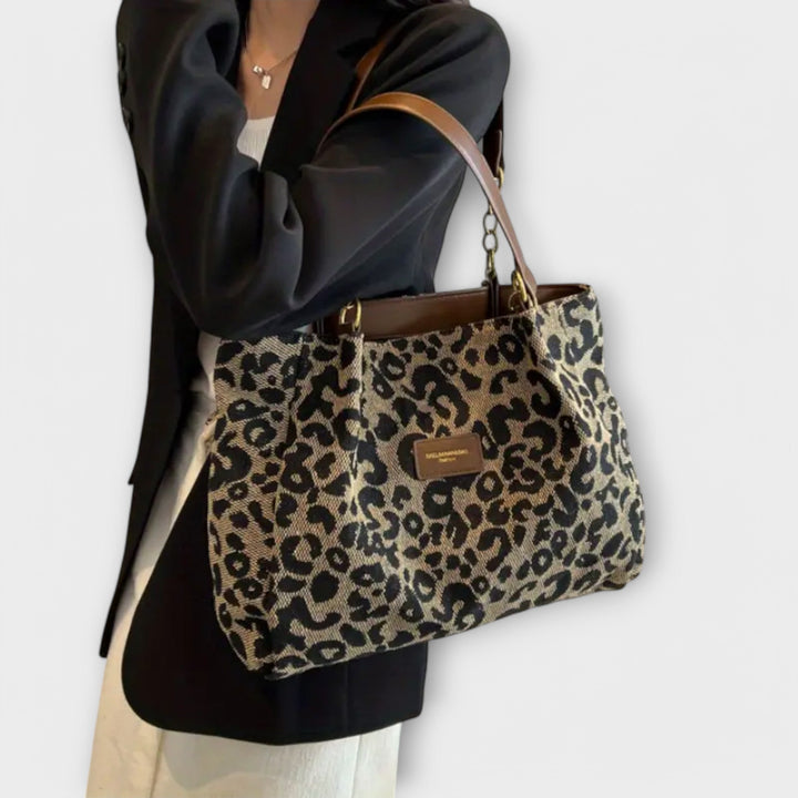 Via - Canvas-Einkaufstasche mit Leopardenmuster