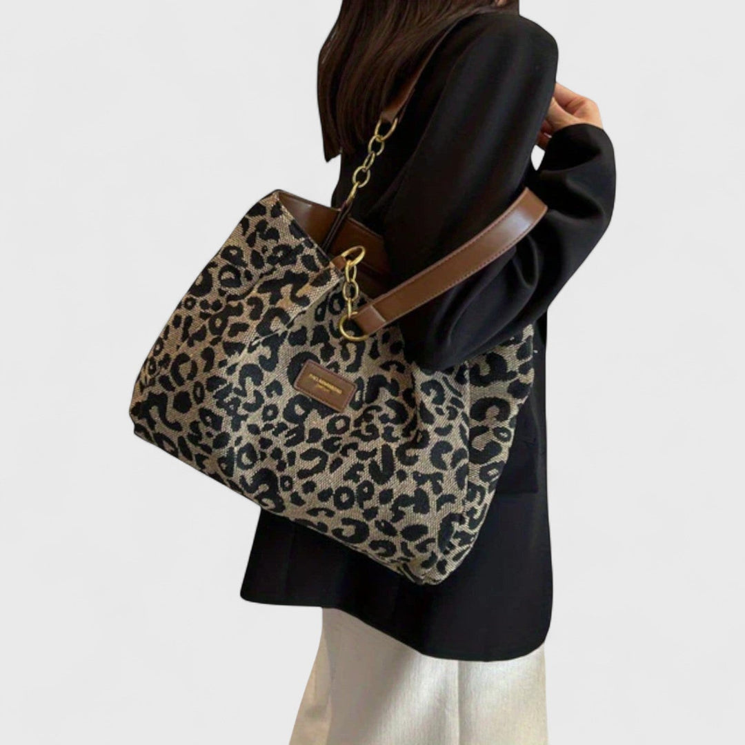 Klara - Canvas-Einkaufstasche mit Leopardenmuster