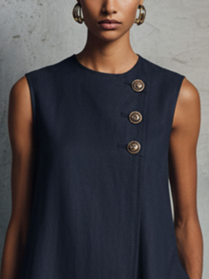 Alma – Minikleid aus Leinen mit Knopfleiste