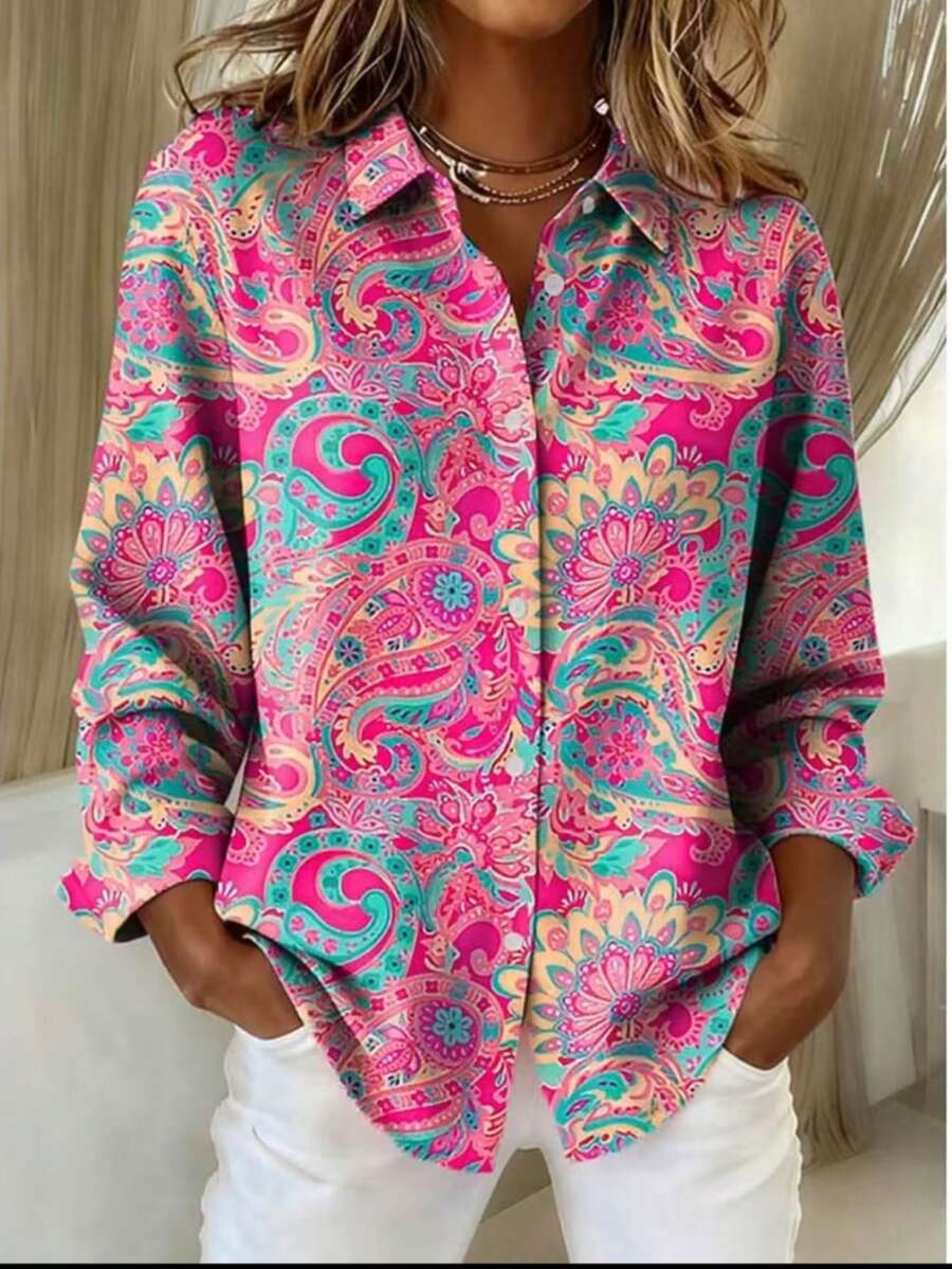 Kayla – Bluse mit Paisley-Muster und Knopfleiste