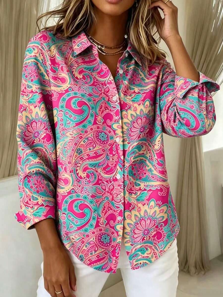 Kayla – Bluse mit Paisley-Muster und Knopfleiste
