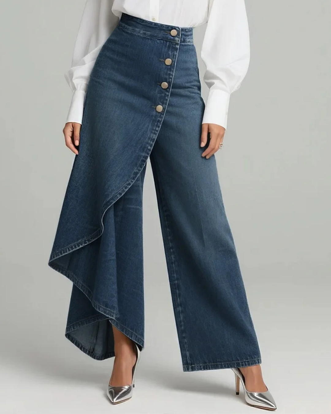 Vivienne – Schmale Stretch-Jeans in Wickeloptik