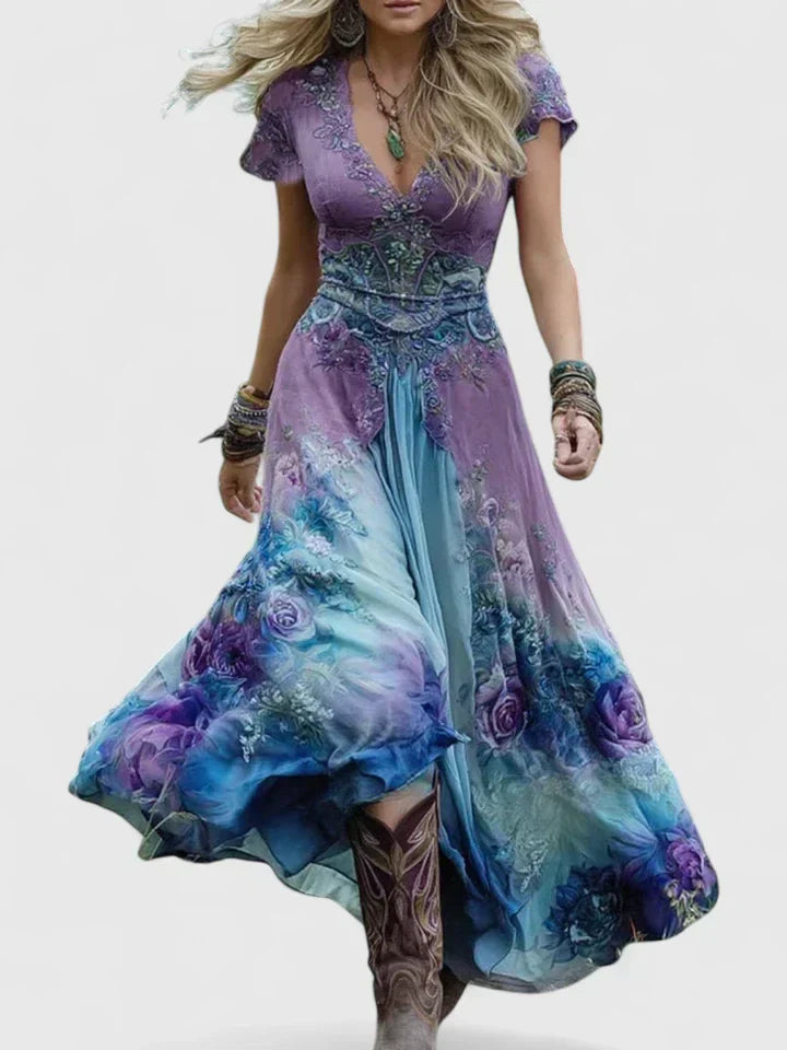 Cindy - Elegantes florales Maxikleid