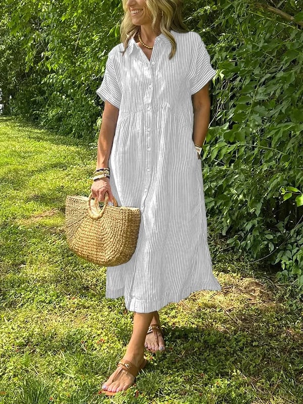 Anjie – Geknöpftes Baumwoll-Maxikleid