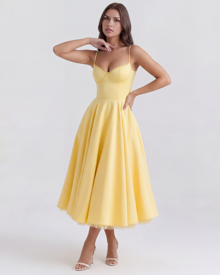 Celene – Midi-Kleid aus Satin mit Tüllrock