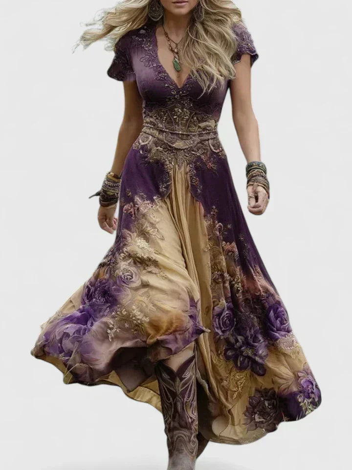 Cindy - Elegantes florales Maxikleid