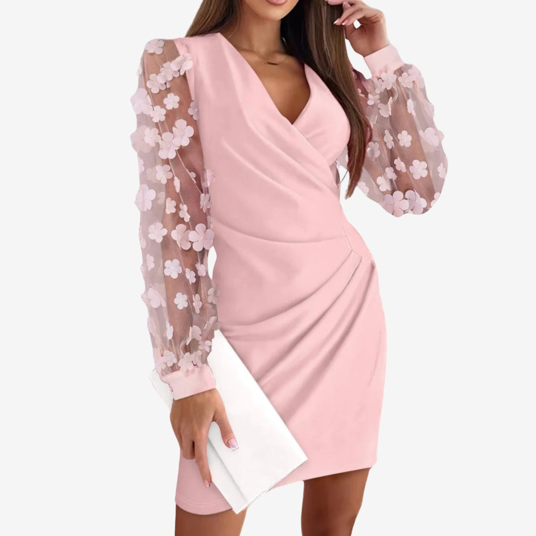 Zara | V-Ausschnitt-Wickelkleid mit Spitze