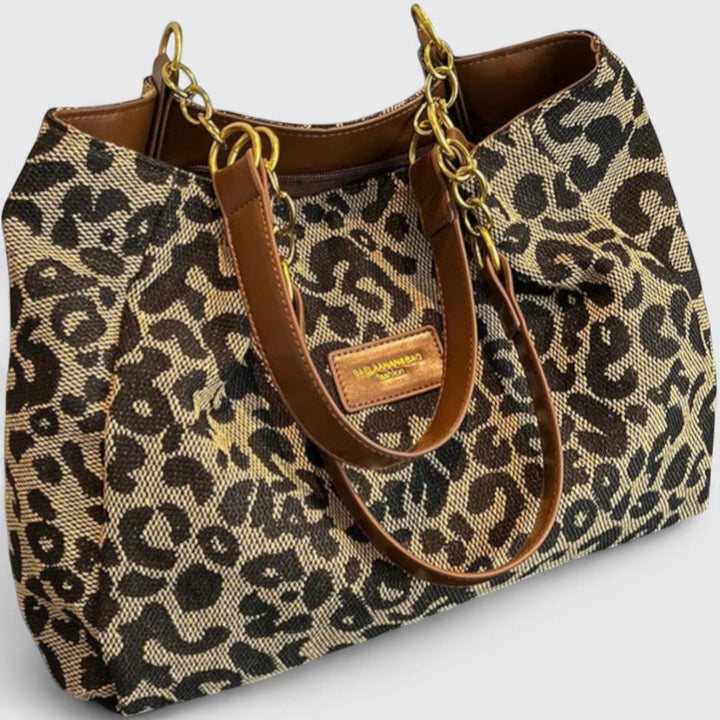 Klara - Canvas-Einkaufstasche mit Leopardenmuster