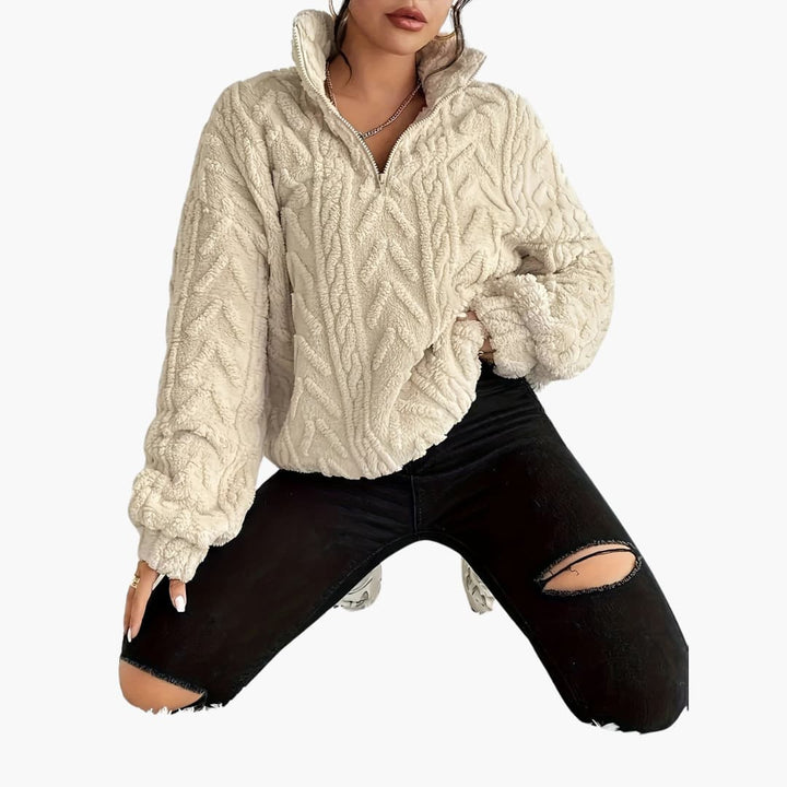 Evelyn | Luxe Fleece-Sweatshirt mit Zopfmuster