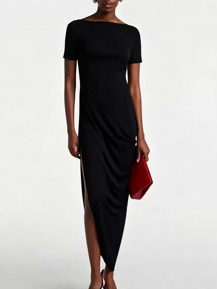 Monica – Rückenfreies, asymmetrisches Midikleid