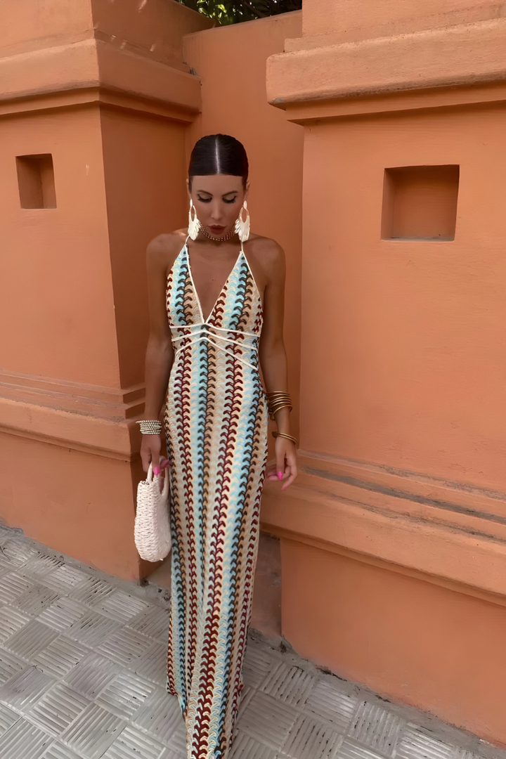 Malia – Boho-Maxikleid mit offenem Rücken